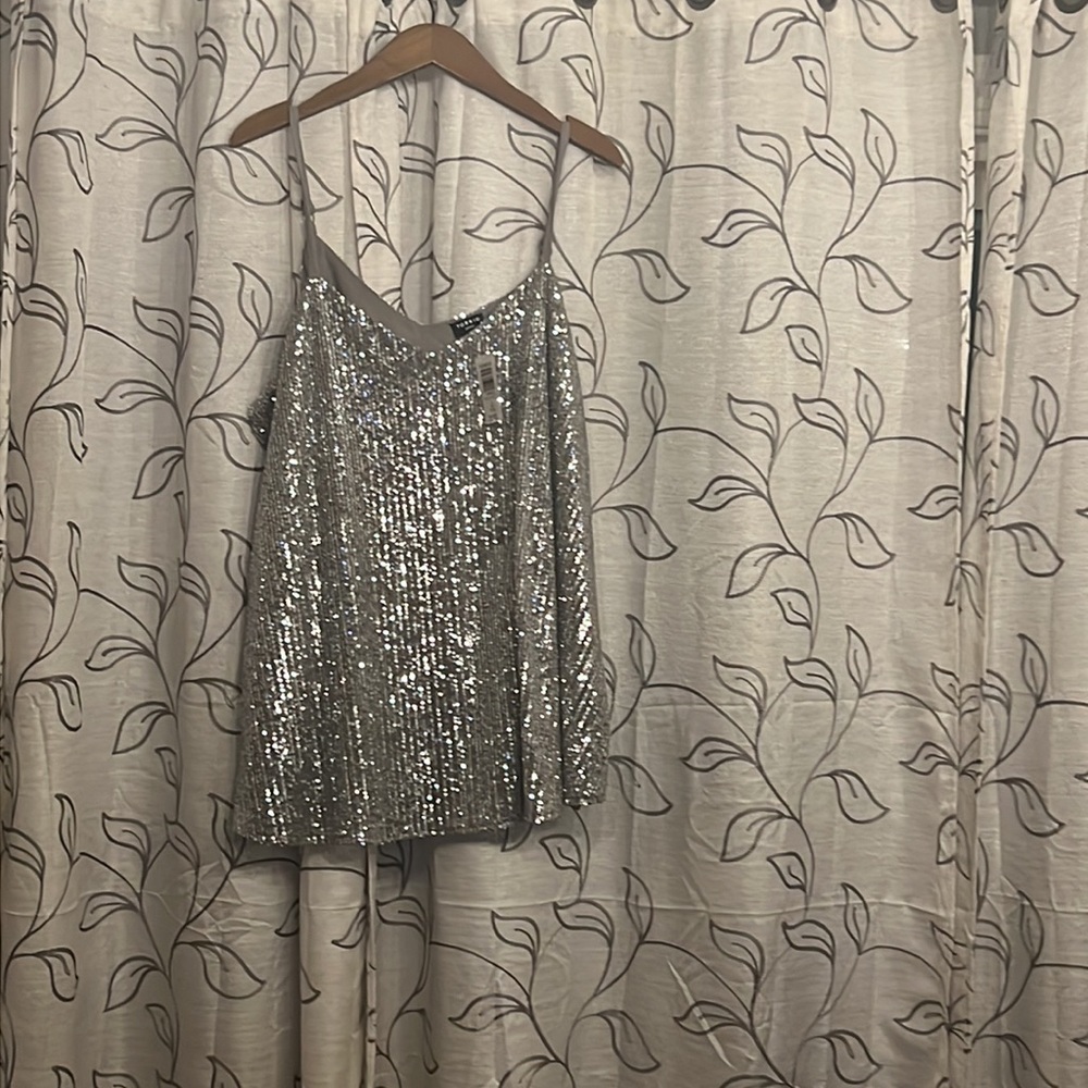 3X NWT Torrid Silver Sequin Top